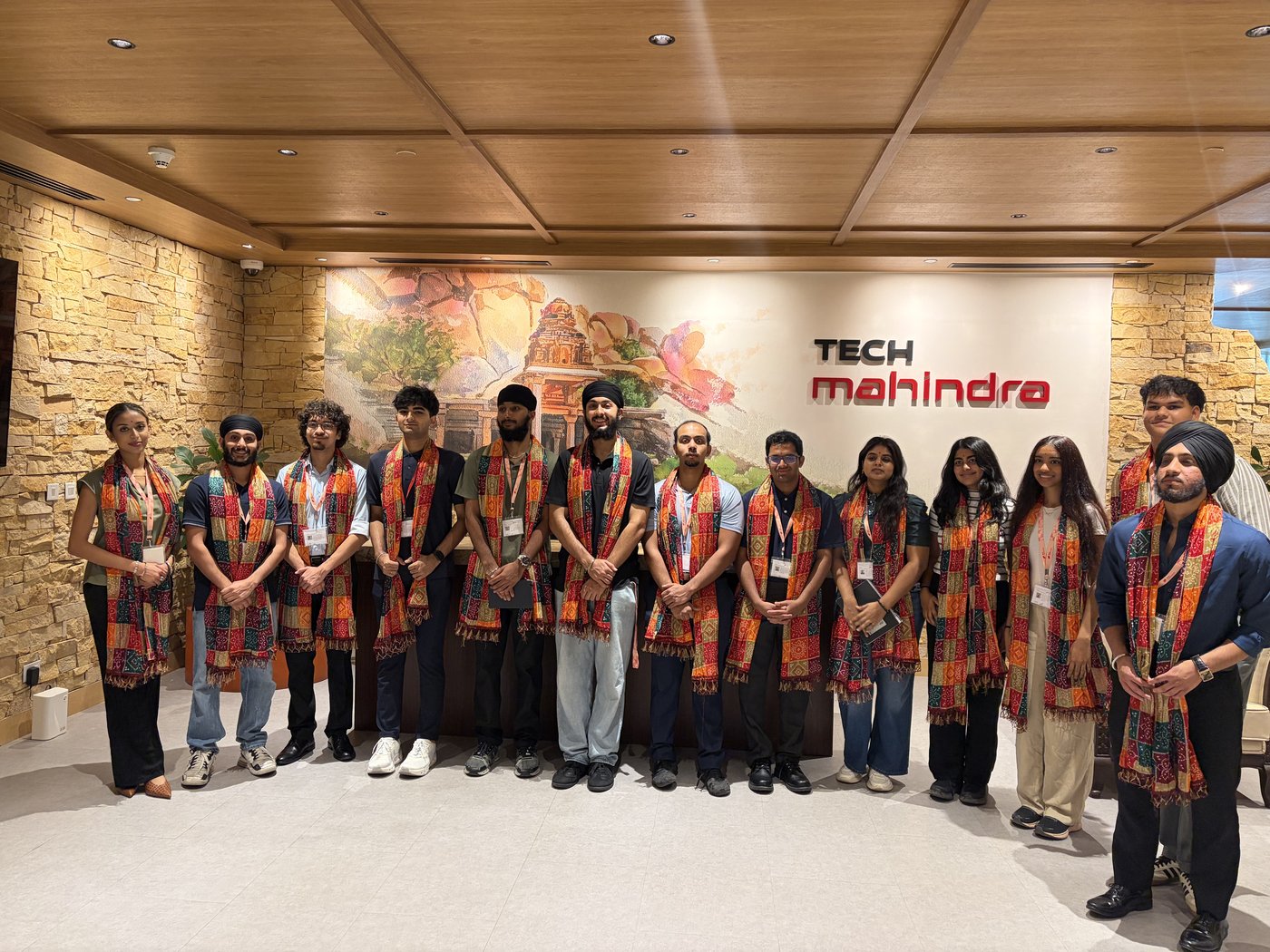 Welcomed with a traditional ceremony at Tech Mahindra.
